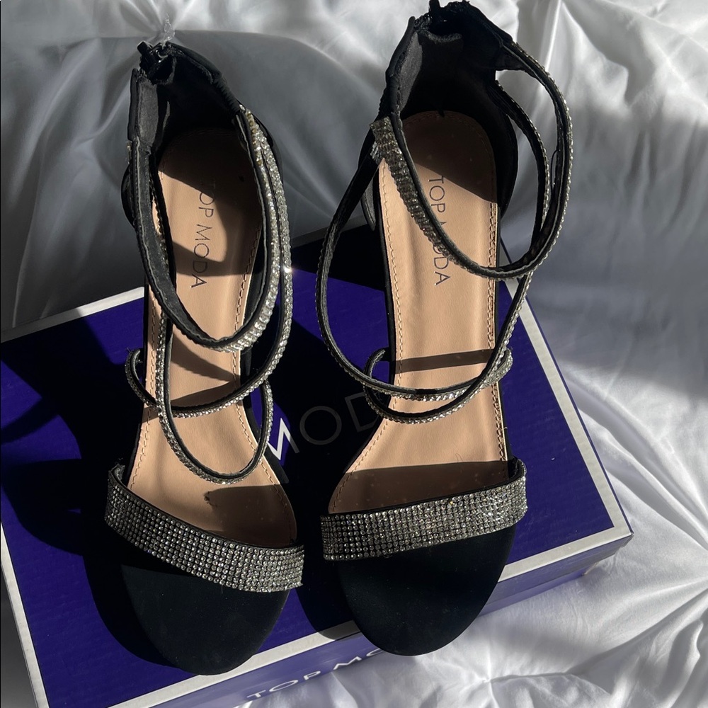 TOP Moda Black Rhinestone Heels - Picture 3 of 4